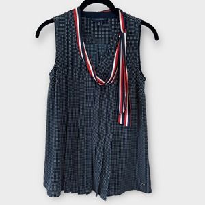 Tommy Hilfiger sleevless blouse with tie red white & blue size XS